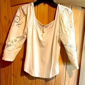 White Fitted Embellished Blouse